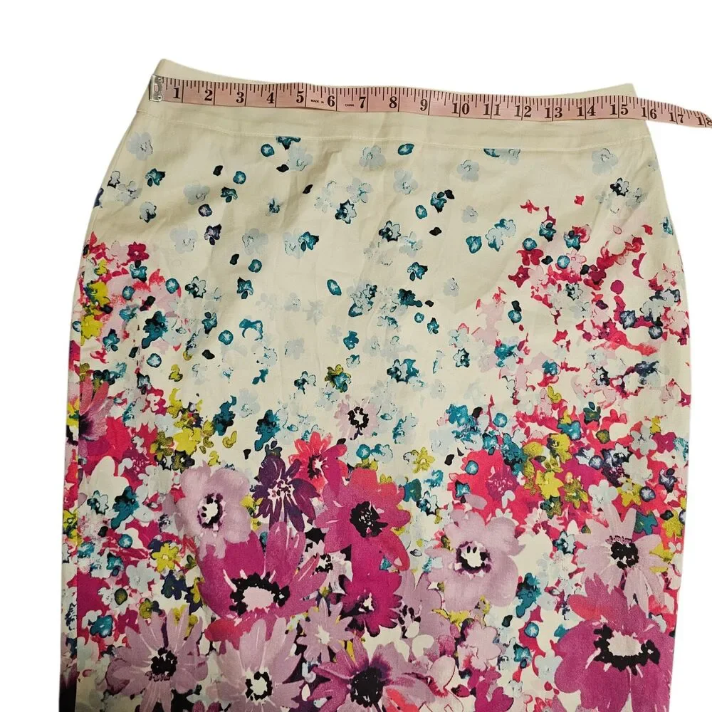 NWT Ann Taylor Skirt Women’s 8 Multicolor Floral Print Midi Work Casual